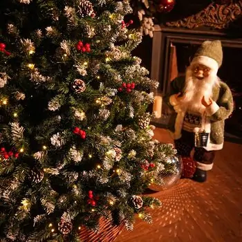 Frosted Haven Christmas Tree  210 CM With Light, Snow-Covered Branches, Pine Cones And Berries - ნაძვის ხე განათებით დათოვლილი ბოლოებით, გირჩით და კენკრით, 10 image