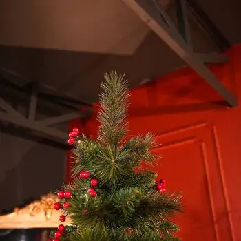 Winter Pearl Christmas Tree 210 CM With Pine Cones And Berries - ნაძვის ხე გირჩით და კენკრით, 3 image