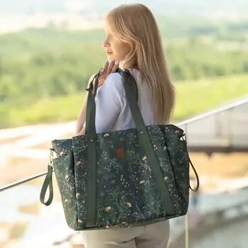 KikkaBoo Mama bag Florence Secret Garden Green დედის ჩანთა, 2 image