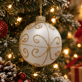 Snowy Gold Hanging Decoration - ნაძვის ხის სათამაშო