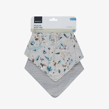 KikkaBoo Muslin bibs set 2pcs Dreamy Fields Grey - საბავშვო წინსაფრები, 3 image