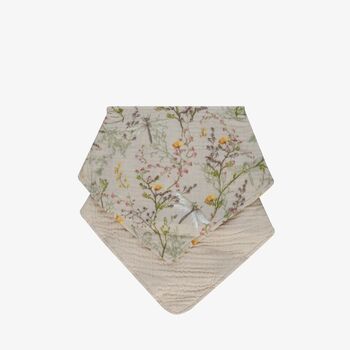 KikkaBoo Muslin bibs set 2pcs Secret Garden Beige - საბავშვო წინსაფრები