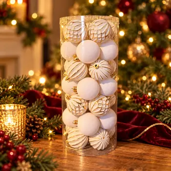 Ivory Filigree Bauble Set - ნაძვის ხის სათამაშოების ნაკრები