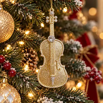 Champagne Violin Melody Hanging Decoration - ნაძვის ხის სათამაშო, 2 image