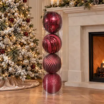 Burgundy Majesty Bauble Set - ნაძვის ხის სათამაშოების ნაკრები