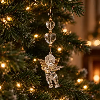 Golden Hearts Cherub Hanging Decoration - ნაძვის ხის სათამაშო, 2 image