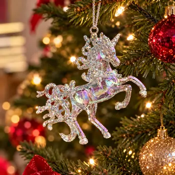 Aurora Silver Unicorn Hanging Decoration - ნაძვის ხის სათამაშო