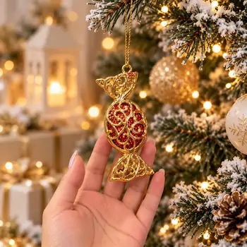 Golden Candy Sparkle Hanging Decoration - ნაძვის ხის სათამაშო