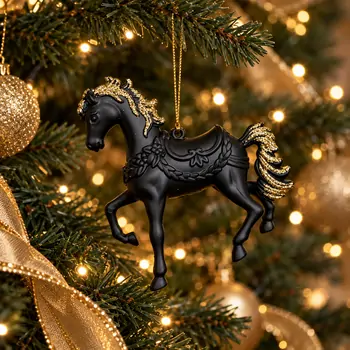 Midnight Carousel Horse Hanging Decoration - ნაძვის ხის სათამაშო, 2 image