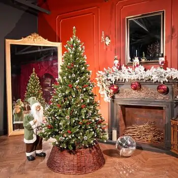 Frostmere Christmas Tree 180 CM With Pine Cones And Berries - ნაძვის ხე დათოვლილი ბოლოებით, გირჩით და კენკრით