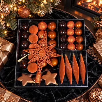 Copper Starlight Ornament Set - ნაძვის ხის სათამაშოების ნაკრები