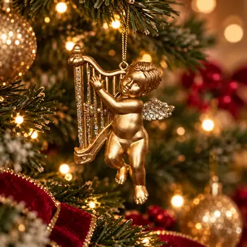 Golden Cherub Melody Hanging Decoration - ნაძვის ხის სათამაშო, 2 image