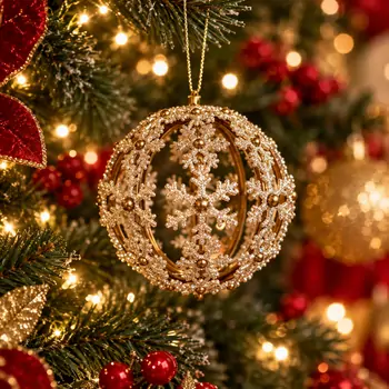 Bronze Snowflake Lace Hanging Decoration - ნაძვის ხის სათამაშო, 2 image