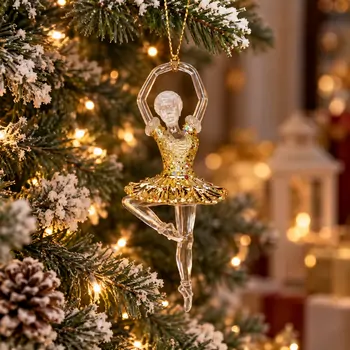 Golden Pirouette Ballerina Hanging Decoration - ნაძვის ხის სათამაშო, 2 image