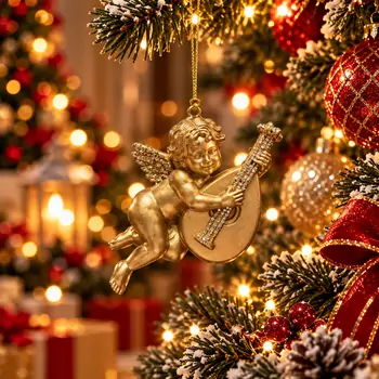 Golden Angel Melody Hanging Decoration - ნაძვის ხის სათამაშო, 2 image