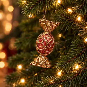 Golden Candy Sparkle Hanging Decoration - ნაძვის ხის სათამაშო, 2 image