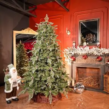 Velvet Wonderland Christmas Tree PE+PVC 210 CM With Mixed Silicone Needle And Pine Cones - ნაძვის ხე შერეული სილიკონის წიწვებით და გირჩით