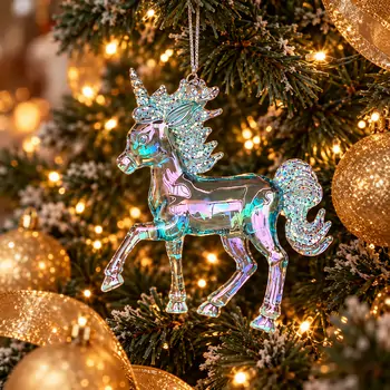 Aurora Blue Unicorn Hanging Decoration - ნაძვის ხის სათამაშო, 2 image