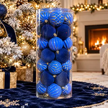 Sapphire & Gold Bauble Set - ნაძვის ხის სათამაშოების ნაკრები
