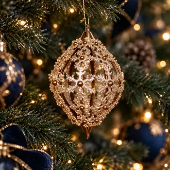 Bronze Frost Teardrop Hanging Decoration - ნაძვის ხის სათამაშო
