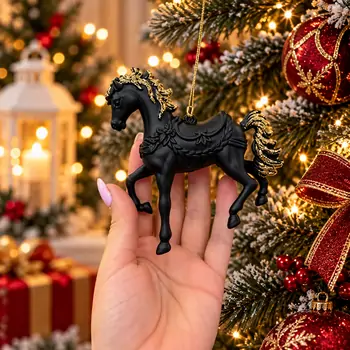 Midnight Carousel Horse Hanging Decoration - ნაძვის ხის სათამაშო