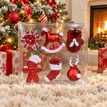 Crimson Christmas Charm Set - ნაძვის ხის სათამაშოების ნაკრები