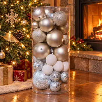Champagne Frost Bauble Set - ნაძვის ხის სათამაშოების ნაკრები