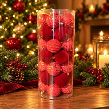 Crimson Filigree Bauble Set - ნაძვის ხის სათამაშოების ნაკრები