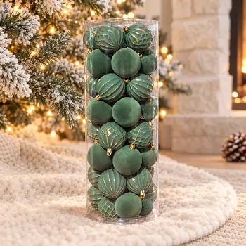 Sage & Gold Bauble Set - ნაძვის ხის სათამაშოების ნაკრები