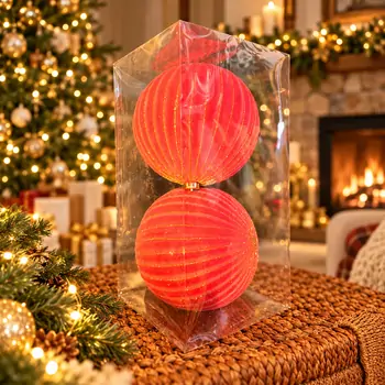 Scarlet Velvet Glow Bauble Set - ნაძვის ხის სათამაშოების ნაკრები