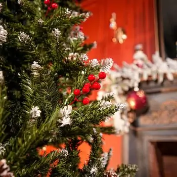 Winterwood Christmas Tree 210 CM With Pine Cones And Berries - ნაძვის ხე დათოვლილი ბოლოებით, გირჩით და კენკრით, 14 image