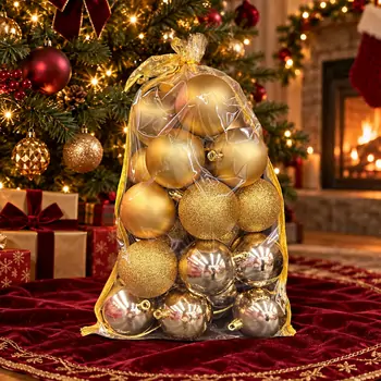 Golden Glow Bauble Set - ნაძვის ხის სათამაშოების ნაკრები