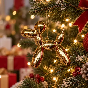 Golden Balloon Dog Hanging Decoration - ნაძვის ხის სათამაშო, 2 image