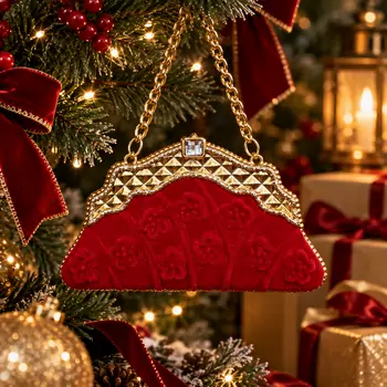 Scarlet Velvet Elegance Hanging Decoration - ნაძვის ხის სათამაშო, 2 image