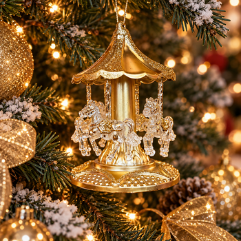 Golden Carousel Dreams Hanging Decoration - ნაძვის ხის სათამაშო, 2 image
