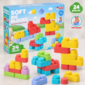 Dede 04006 Soft Large Blocks 24 Pcs  - საბავშვო სათამაშო კუბიკები