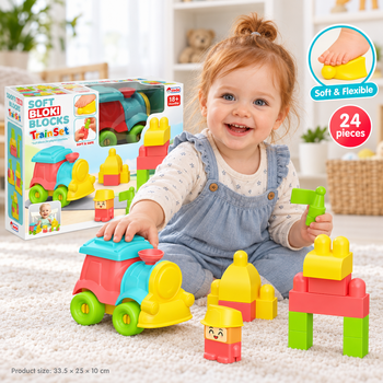 Dede Soft Blocks Train Set 24 Pcs 04122 - სათამაშო ასაწყობი კუბიკები