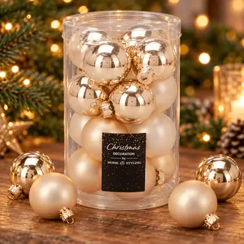 Champagne Serenade Hanging Decoration Set 20 pcs 6 cm - ნაძვის ხის სათამაშოების ნაკრები