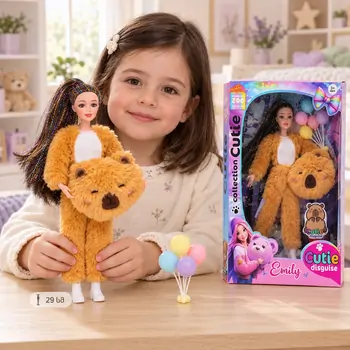 Fashion Doll With Capybara  Costume – სათამაშო თოჯინა ზღვის გოჭის ფორმით