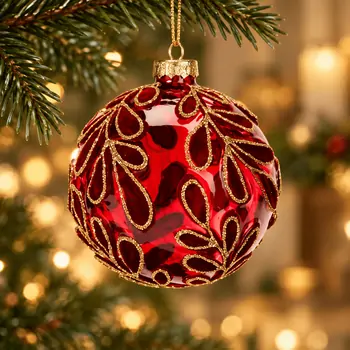 Ruby Gilded Leaves Hanging Decoration - ნაძვის ხის სათამაშო