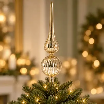Golden Majesty Tree Topper Christmas Decoration - ნაძვის ხის წვეტის დეკორაცია