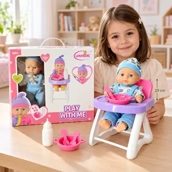 Baby Doll With High-Chair - სათამაშო თოჯინა სკამ-მაგიდით