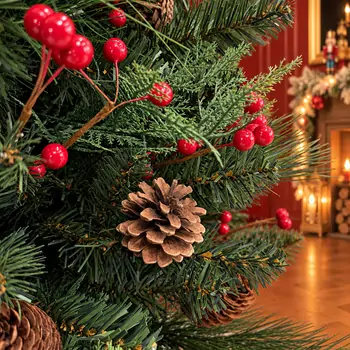 Veloria Christmas Tree With Mixed Silicone Needle, Pine Cones And Berries PE+PVC 90 CM - ნაძვის ხე შერეული სილიკონის წიწვებით, გირჩით და კენკრით, 3 image