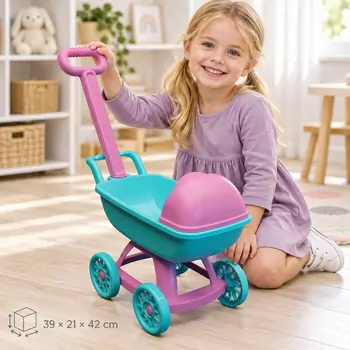 Mini Stroller with Handle and Bed - თოჯინის სათამაშო ეტლი