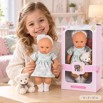 Moni Toys Doll with bear and nipple 30 cm სათამაშო თოჯინა