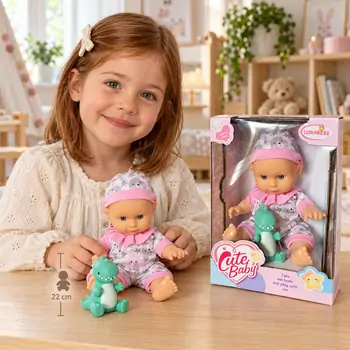 Cute Baby Doll With Little Dino - სათამაშო თოჯინა დინოზავრით