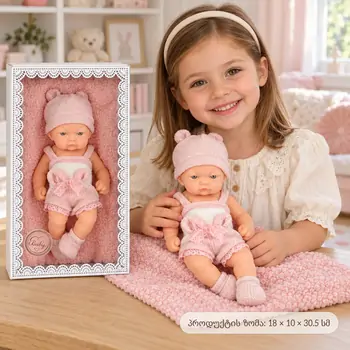 Cute Baby Doll + Pillow Pink - საბავშვო სათამაშო თოჯინა