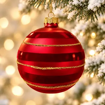 Red Ball With Velvet Hanging Decoration - ნაძვის ხის სათამაშო