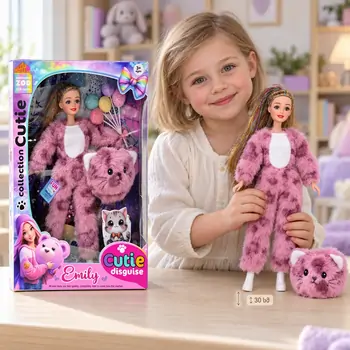 Fashion Doll With Plush Cat Costume – სათამაშო თოჯინა კატის ფორმით