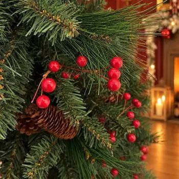 Veloria Christmas Tree With Mixed Silicone Needle, Pine Cones And Berries PE+PVC 90 CM - ნაძვის ხე შერეული სილიკონის წიწვებით, გირჩით და კენკრით, 2 image